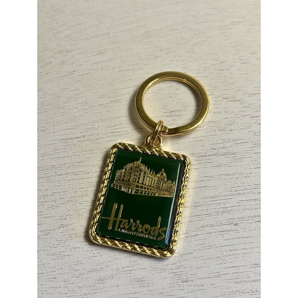 Vintage Harrods Knightsbridge London Gold Keychain Made England Reli Bag Charm